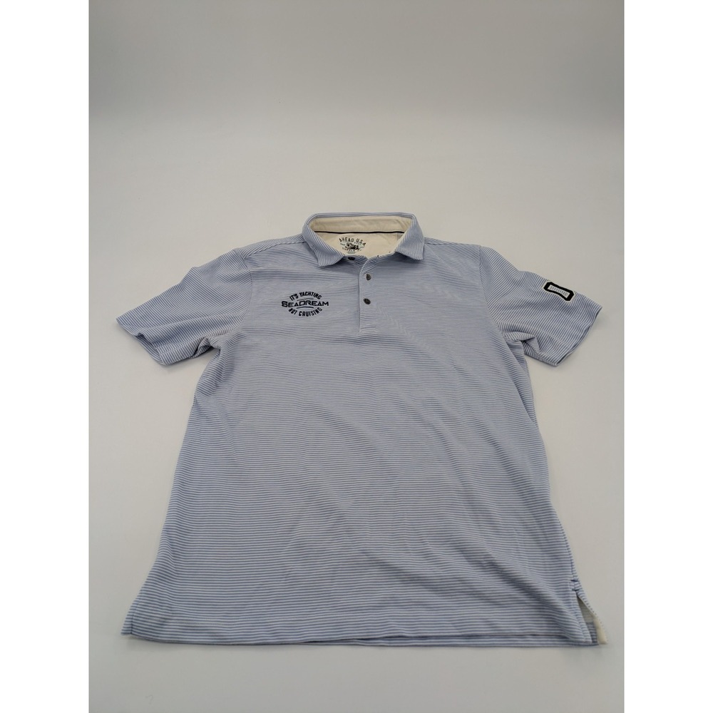 AHEAD USA Men's Polo Short S Blue & White Stripe SS SeaDream Yacht Club Custom